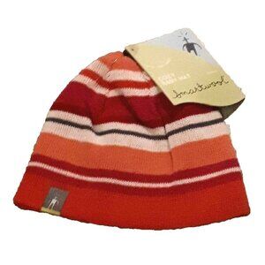 SMARTWOOL Cozy Baby Beanie Hat bright Coral Stripe ( 12 Months )